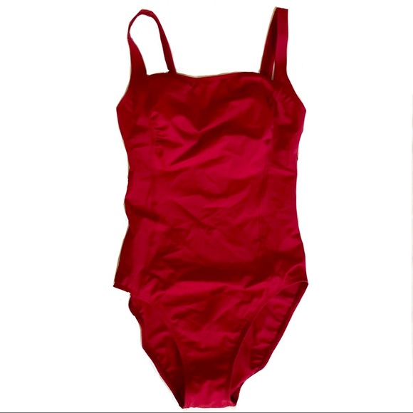 Christina Other - Vintage Christina Red Ruched One Piece Swim Suit